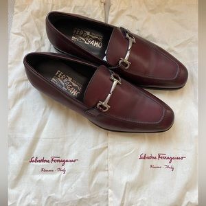 Salvatore Ferragamo Moccasin with Gancini ornament Burgundy Brown Mens US7